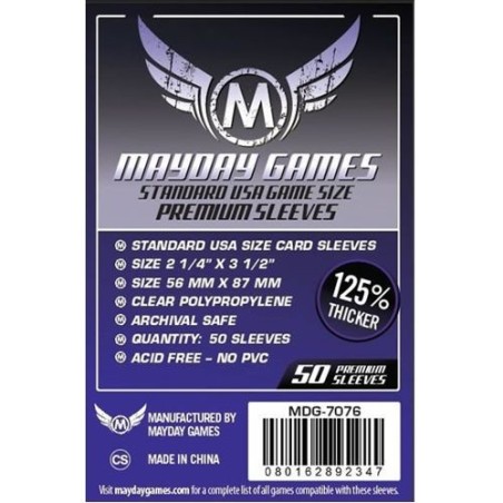 Clear Sleeves Standard American Board Game Size Premium (100) - Mayday Games (56x87 mm)