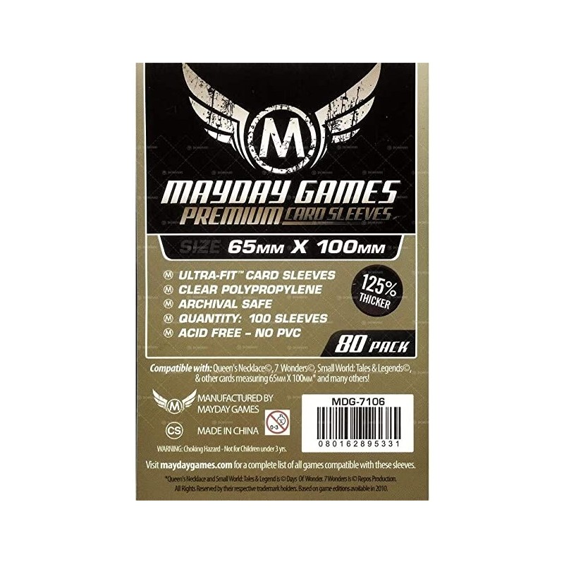 Clear Sleeves - Premium Card (80) - Mayday Games (65x100 mm)