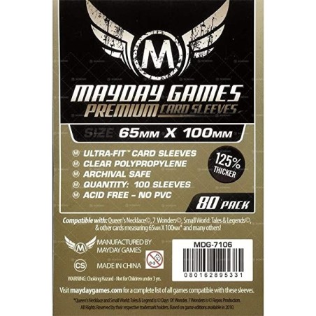 Clear Sleeves - Premium Card (80) - Mayday Games (65x100 mm)