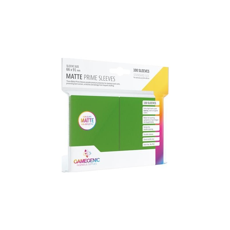 Matte Prime Sleeves Vert - Premium Standard Card (100) - Gamegenic (66x91 mm)