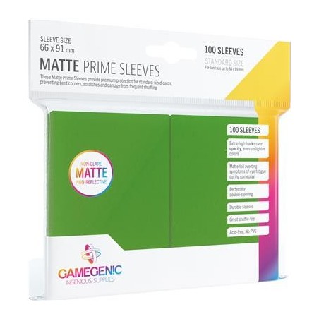 Matte Prime Sleeves Vert - Premium Standard Card (100) - Gamegenic (66x91 mm)